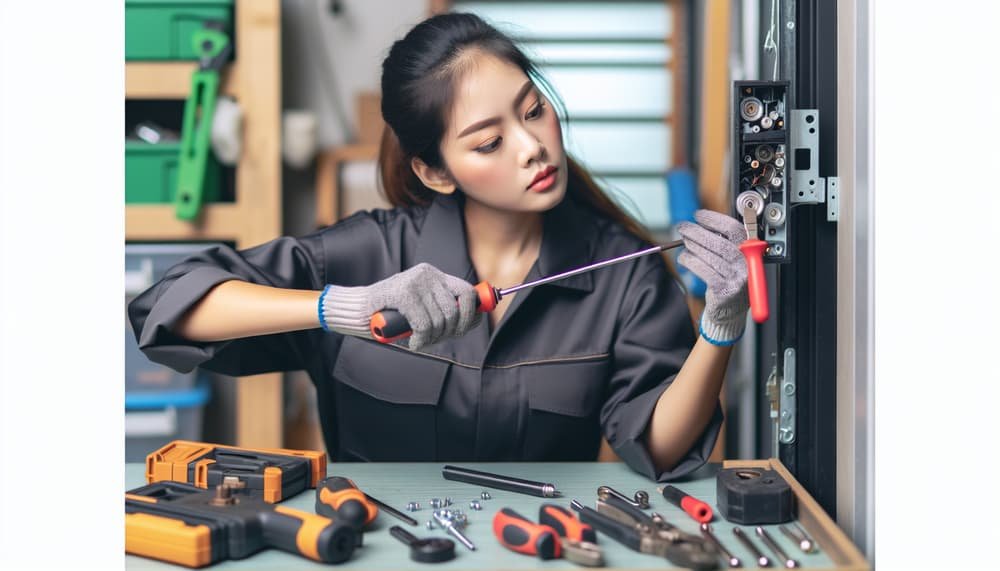 Expert garage door technician at work